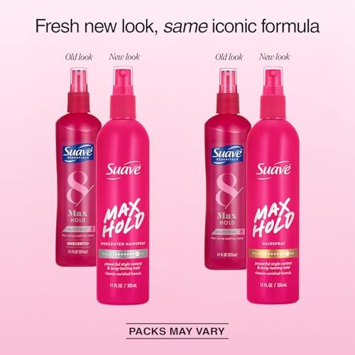 Suave Non-Aerosol Max Hold Hairspray Bundle – Unscented 2-Pack + Scented Hair Spray, 11 oz Each (3 Piece Set) Avelisse