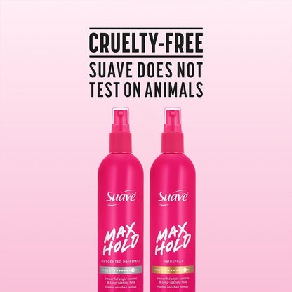 Suave Non-Aerosol Max Hold Hairspray Bundle – Unscented 2-Pack + Scented Hair Spray, 11 oz Each (3 Piece Set) Avelisse