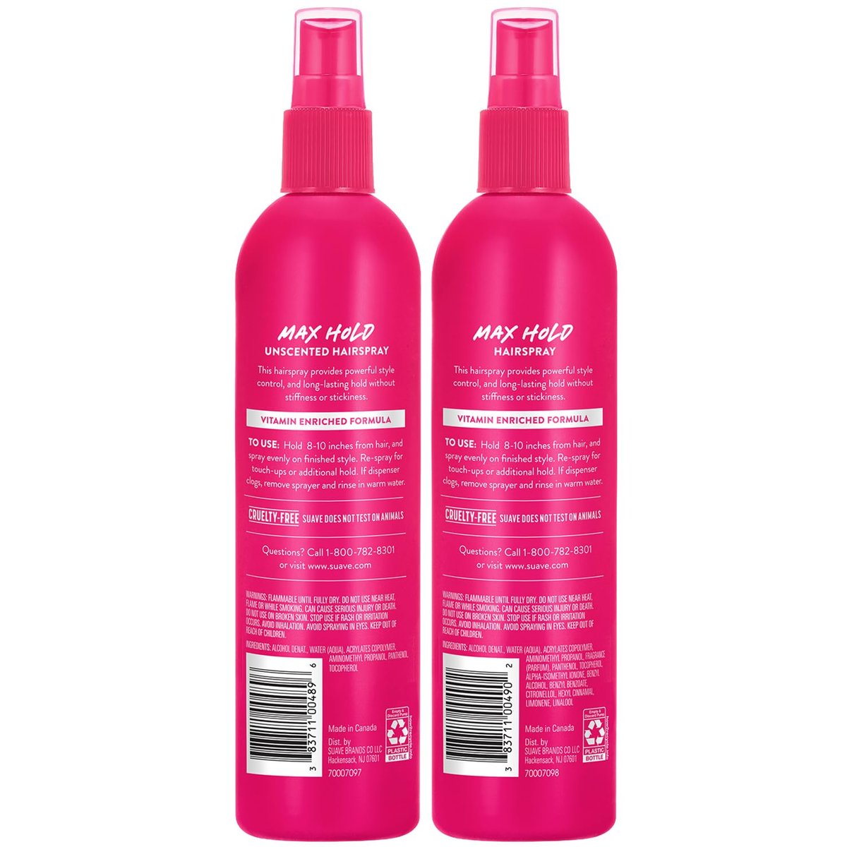 Suave Non-Aerosol Max Hold Hairspray Bundle – Unscented 2-Pack + Scented Hair Spray, 11 oz Each (3 Piece Set) Avelisse