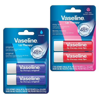 Vaseline Lip Therapy Original & Rosy Twin Pack – 2-Pack Lip Balm Set
