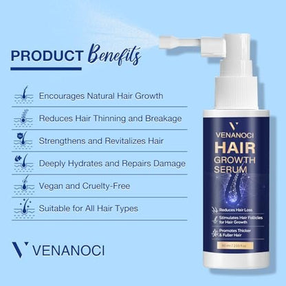 VENANOCI Hair Growth Oil Spray - Natural Hair Regrowth Serum with Rosemary & Biotin for Thicker, Fuller Hair | Anti-Hair Loss Treatment for Women and Men Avelisse