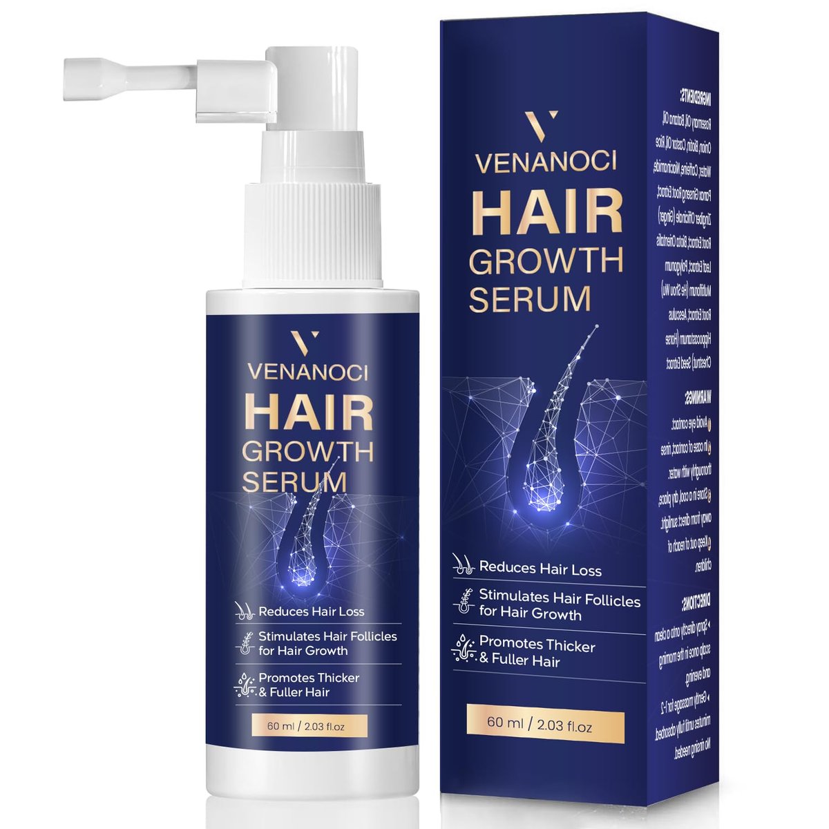 VENANOCI Hair Growth Oil Spray - Natural Hair Regrowth Serum with Rosemary & Biotin for Thicker, Fuller Hair | Anti-Hair Loss Treatment for Women and Men Avelisse