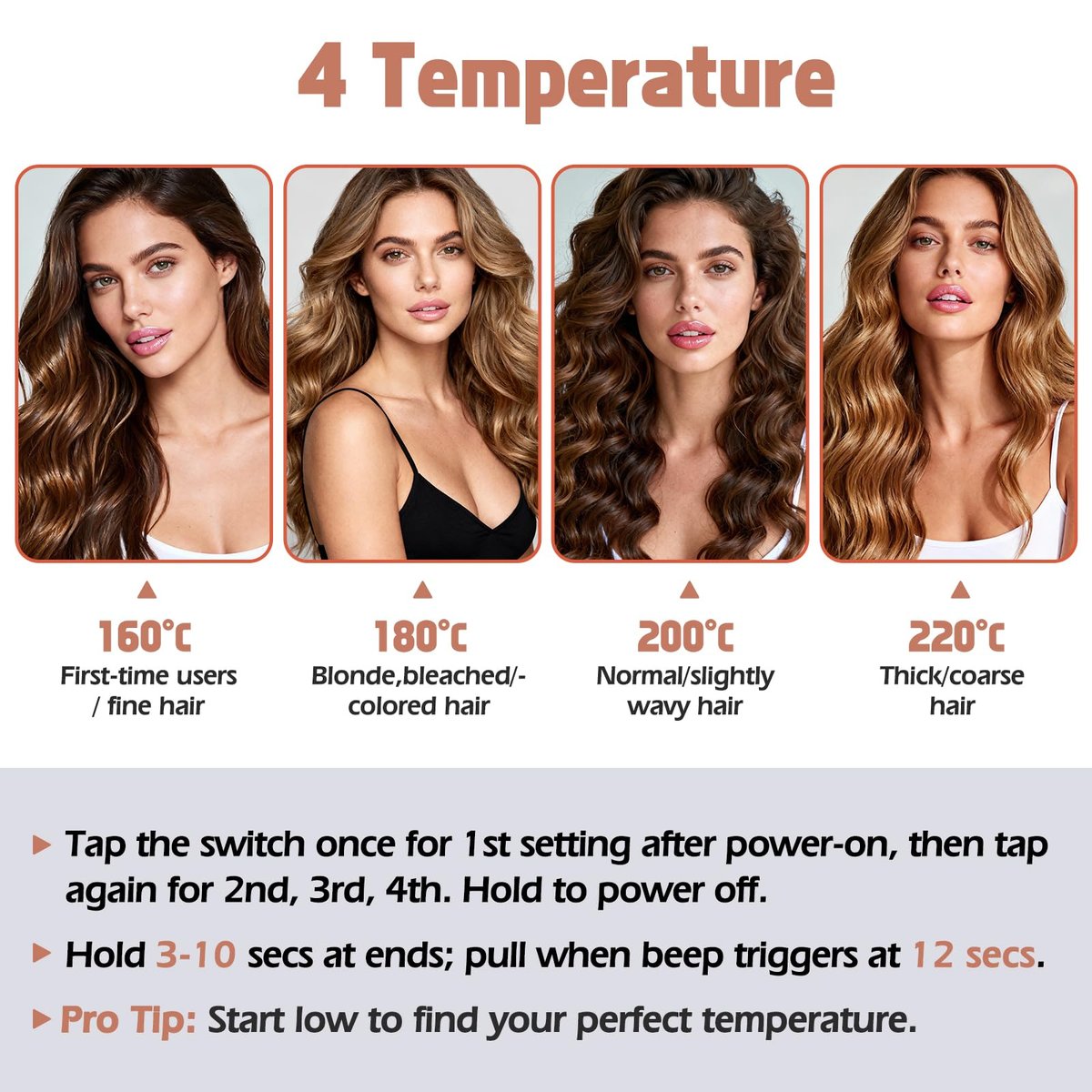 KIMUSE Automatic Rotating Curling Iron 1.25 Inch - Fast Heating, Anti-Scald, Dual Voltage for Travel, for All Hair Types & Beginners Avelisse