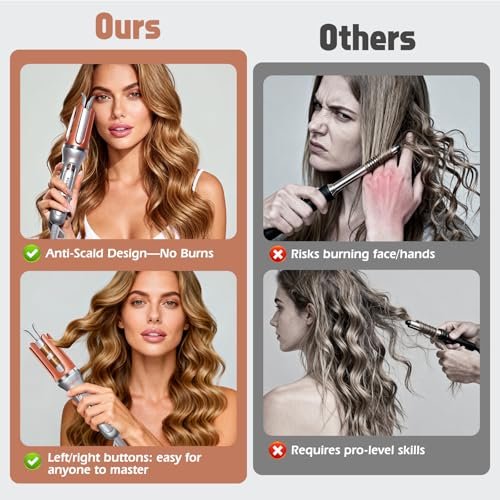 KIMUSE Automatic Rotating Curling Iron 1.25 Inch - Fast Heating, Anti-Scald, Dual Voltage for Travel, for All Hair Types & Beginners Avelisse