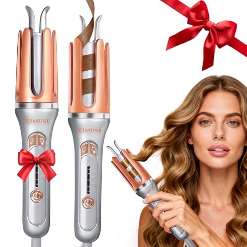 KIMUSE Automatic Rotating Curling Iron 1.25 Inch - Fast Heating, Anti-Scald, Dual Voltage for Travel, for All Hair Types & Beginners Avelisse