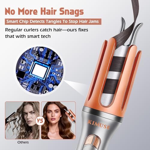 KIMUSE Automatic Rotating Curling Iron 1.25 Inch - Fast Heating, Anti-Scald, Dual Voltage for Travel, for All Hair Types & Beginners Avelisse