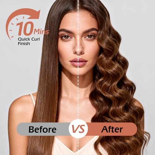 KIMUSE Automatic Rotating Curling Iron 1.25 Inch - Fast Heating, Anti-Scald, Dual Voltage for Travel, for All Hair Types & Beginners Avelisse