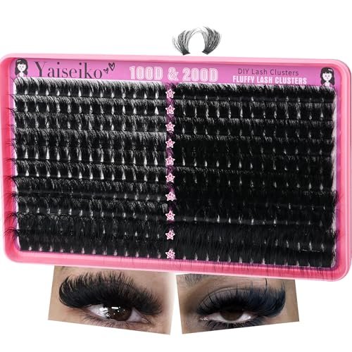 Volume Lash Clusters 100D+200D Mega Lashes Clusters 12-25mm Wispy Individual Lashes DIY Eyelash Extensions Replacement for Yaiseiko (280 Pcs) - görsel 2