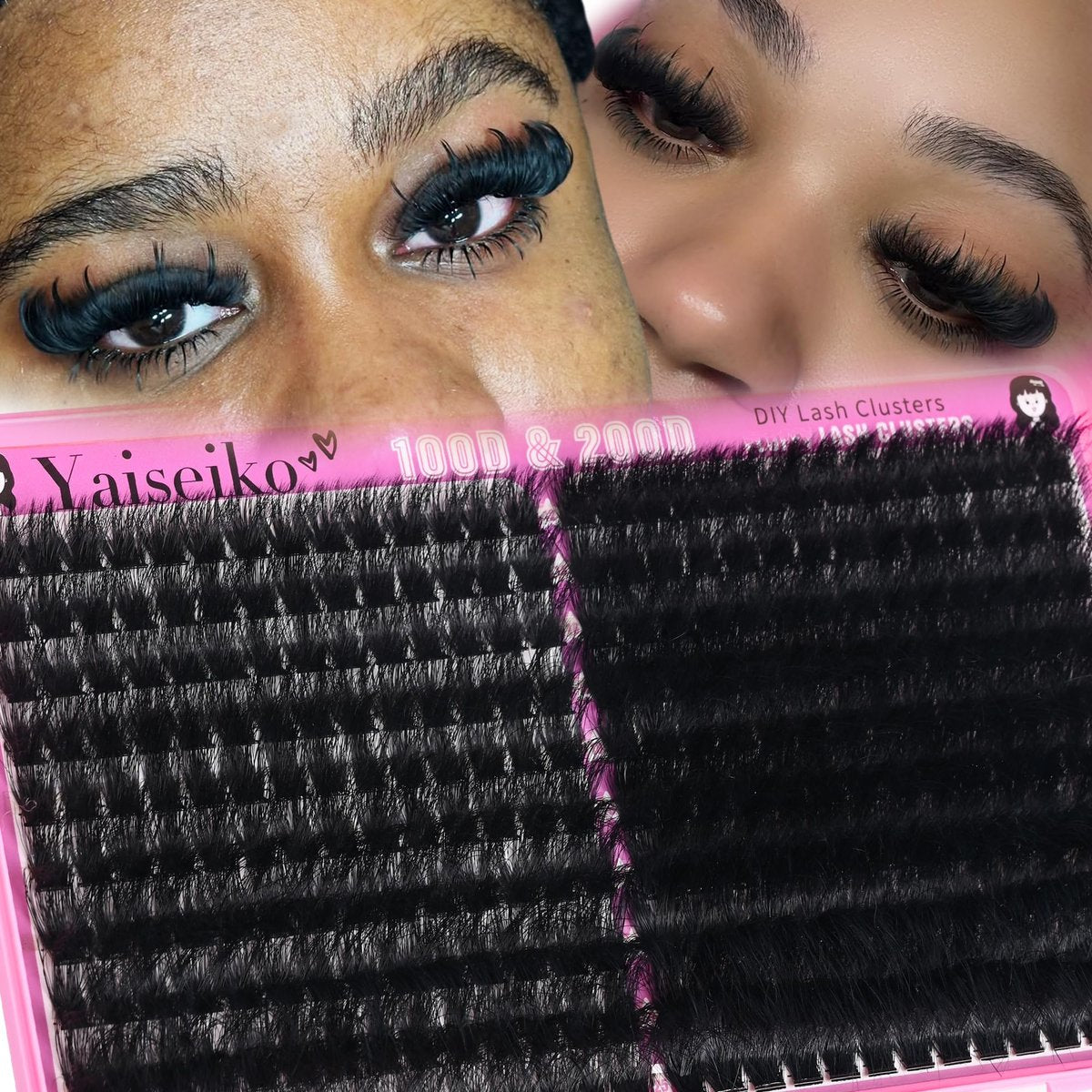 Volume Lash Clusters 100D+200D Mega Lashes Clusters 12-25mm Wispy Individual Lashes DIY Eyelash Extensions Replacement for Yaiseiko (280 Pcs) - görsel 9