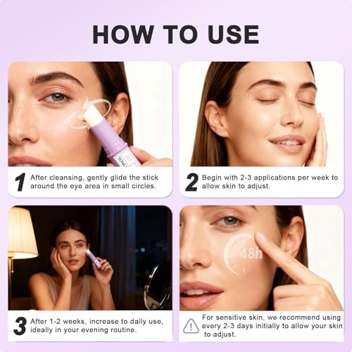 Retinol Eye Stick with Hyaluronic Acid & Collagen - Under Eye Cream for Dark Circles, Puffiness and Wrinkles, Anti-Aging Formula, 0.35 oz - görsel 12