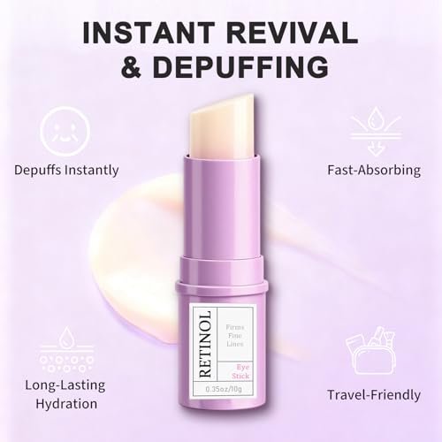 Retinol Eye Stick with Hyaluronic Acid & Collagen - Under Eye Cream for Dark Circles, Puffiness and Wrinkles, Anti-Aging Formula, 0.35 oz - görsel 6