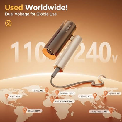 GOMYTH Dual Voltage Hair Dryer for Travel, 5 in 1 Air Styler, High-Speed Blow Dryer, 100V-240V Worldwide Use, Compact, Plasma Scalp Protection, No Heat Damage, Includes Travel Bag Avelisse