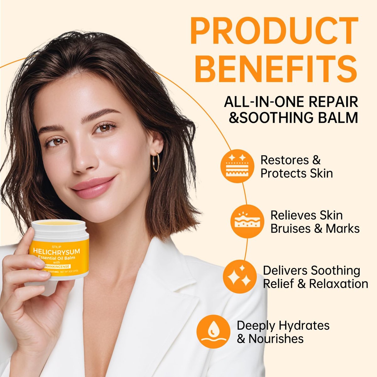 STILIP Helichrysum Balm with Frankincense Essential Oil – Natural Anti-Aging Face Cream, Soothes Redness, Fades Scars & Smooths Fine Lines – Deep Moisturizing Repair & Renewal Moisturizer, 2 oz Avelisse