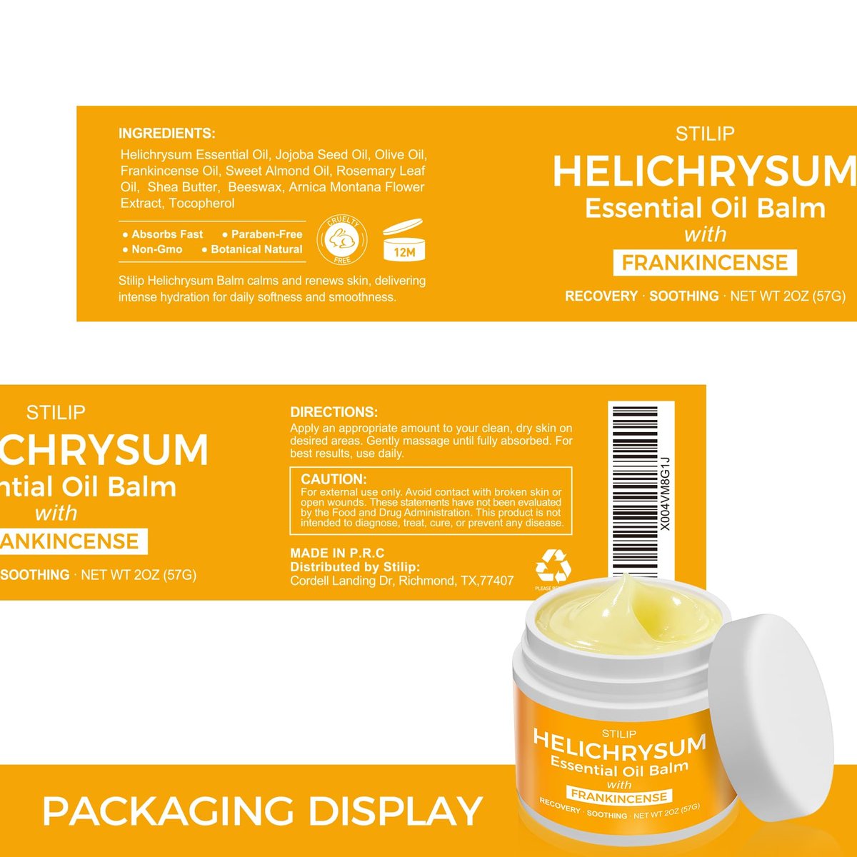 STILIP Helichrysum Balm with Frankincense Essential Oil – Natural Anti-Aging Face Cream, Soothes Redness, Fades Scars & Smooths Fine Lines – Deep Moisturizing Repair & Renewal Moisturizer, 2 oz Avelisse