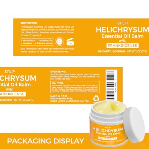 STILIP Helichrysum Balm with Frankincense Essential Oil – Natural Anti-Aging Face Cream, Soothes Redness, Fades Scars & Smooths Fine Lines – Deep Moisturizing Repair & Renewal Moisturizer, 2 oz Avelisse