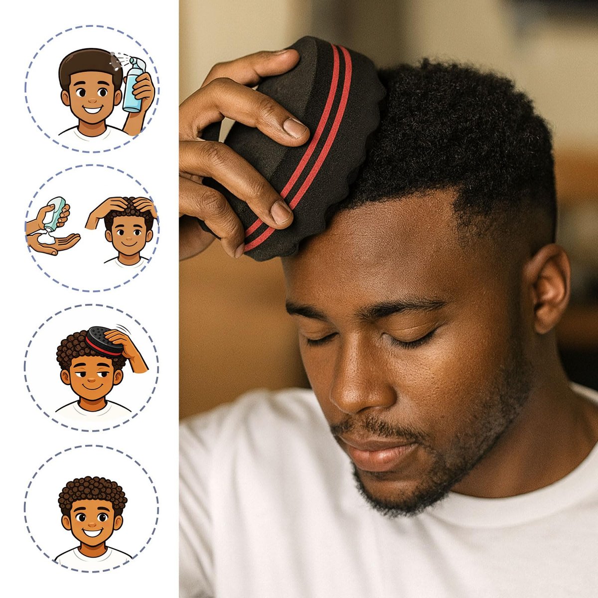Hair Twist Sponge – Double-Sided Barber Tool for Afro Coils, Dreads, Curls & Waves, Unisex Styling for Short or Long Hair (1 Pack) - görsel 11