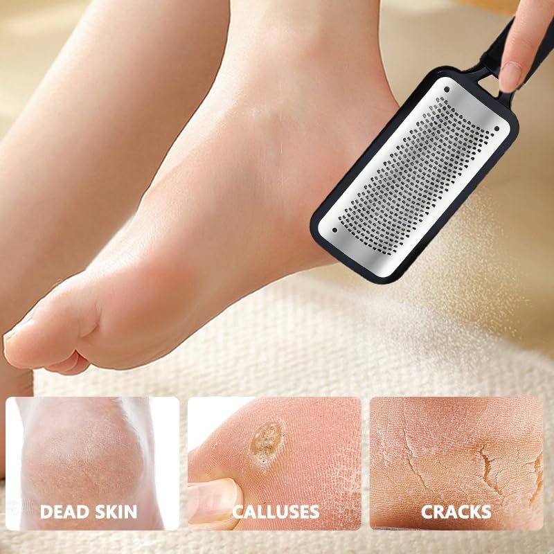 Stainless Steel Foot File Callus Remover - Professional Pedicure Tool for Dry & Wet Feet, Black - görsel 2
