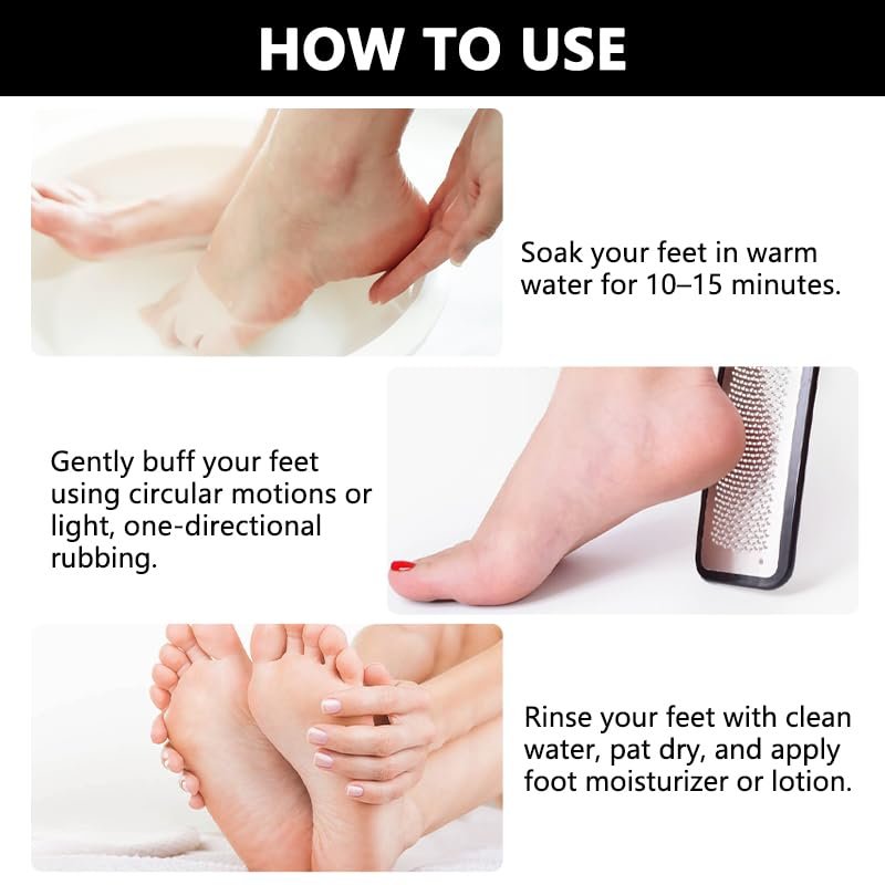Stainless Steel Foot File Callus Remover - Professional Pedicure Tool for Dry & Wet Feet, Black - görsel 3