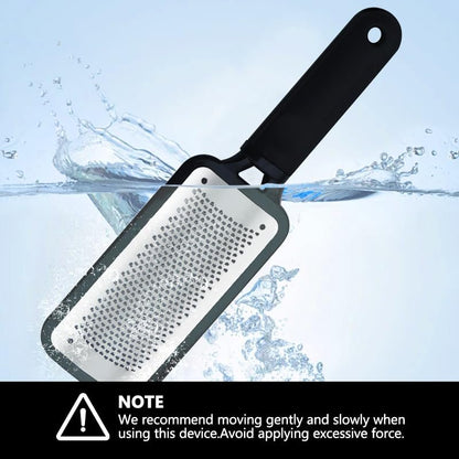 Stainless Steel Foot File Callus Remover - Professional Pedicure Tool for Dry & Wet Feet, Black