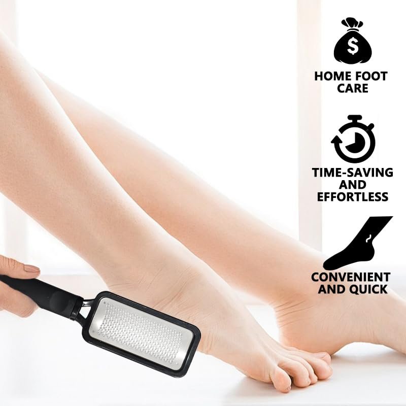 Stainless Steel Foot File Callus Remover - Professional Pedicure Tool for Dry & Wet Feet, Black - görsel 4