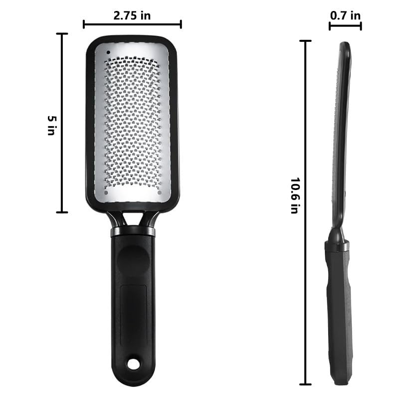 Stainless Steel Foot File Callus Remover - Professional Pedicure Tool for Dry & Wet Feet, Black - görsel 6