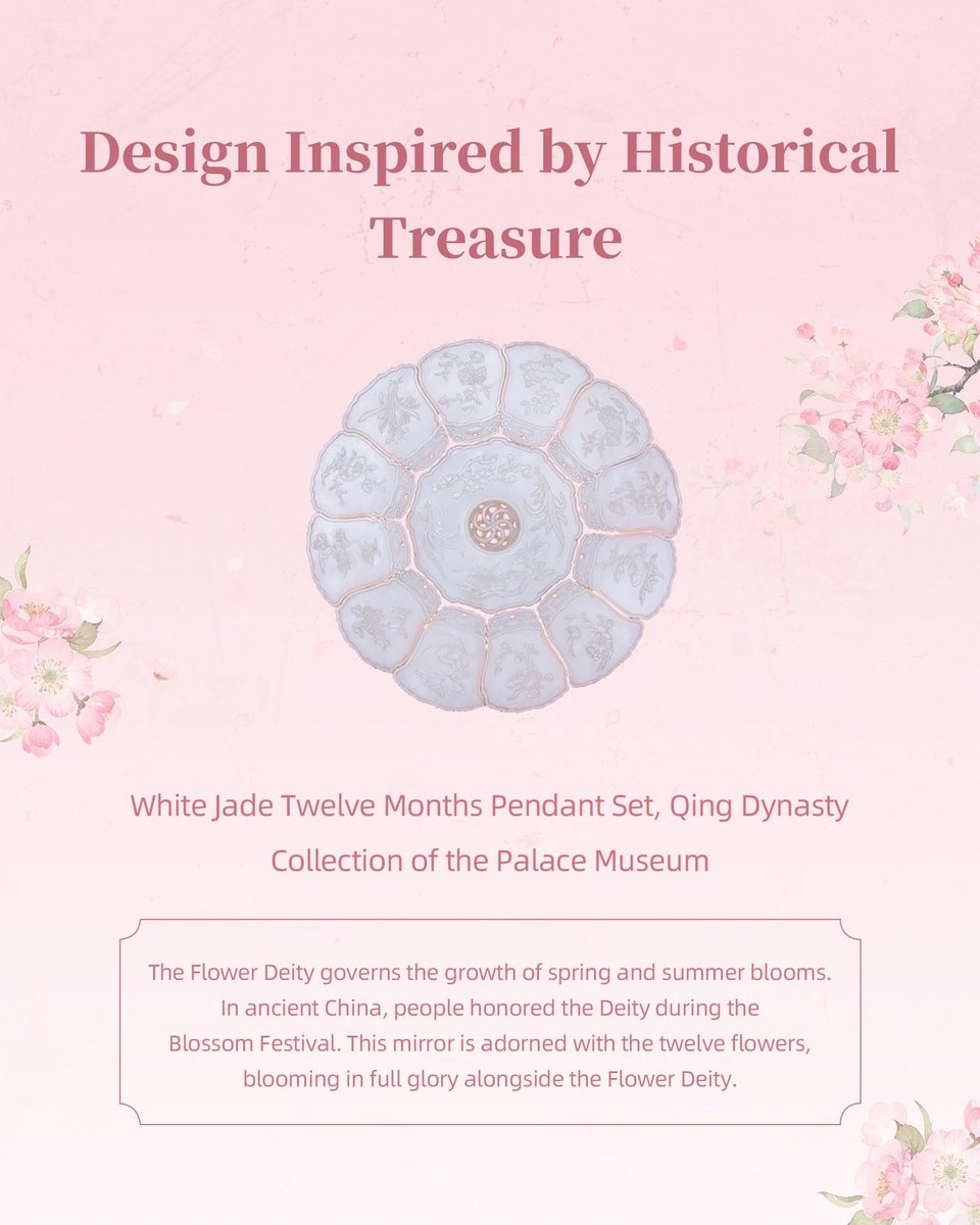 Imperblooms Twelve Flower Goddesses Compact Mirror - Mini Makeup Mirror with 2X Magnification, Portable Double Sided Pocket Mirror for Purse, Pink Gift for Women Girls Avelisse