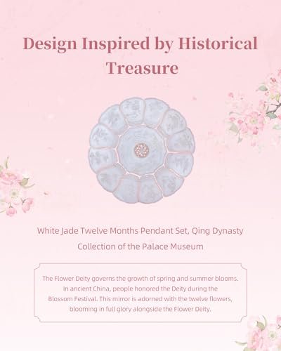 Imperblooms Twelve Flower Goddesses Compact Mirror - Mini Makeup Mirror with 2X Magnification, Portable Double Sided Pocket Mirror for Purse, Pink Gift for Women Girls Avelisse