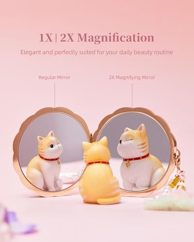 Imperblooms Twelve Flower Goddesses Compact Mirror - Mini Makeup Mirror with 2X Magnification, Portable Double Sided Pocket Mirror for Purse, Pink Gift for Women Girls Avelisse