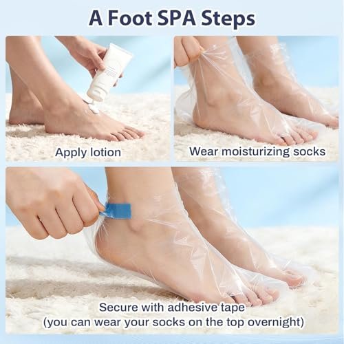 RAQEHO 200Pcs Disposable Plastic Foot Covers for Moisturizing & Cracked Heel Treatment - görsel 10