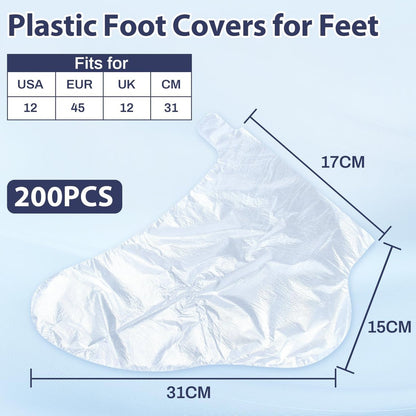 RAQEHO 200Pcs Disposable Plastic Foot Covers for Moisturizing & Cracked Heel Treatment