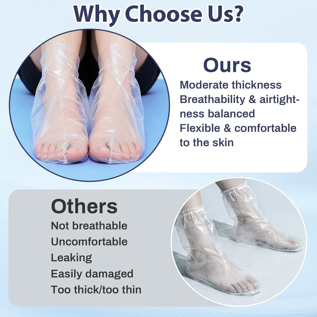 RAQEHO 200Pcs Disposable Plastic Foot Covers for Moisturizing & Cracked Heel Treatment - görsel 7
