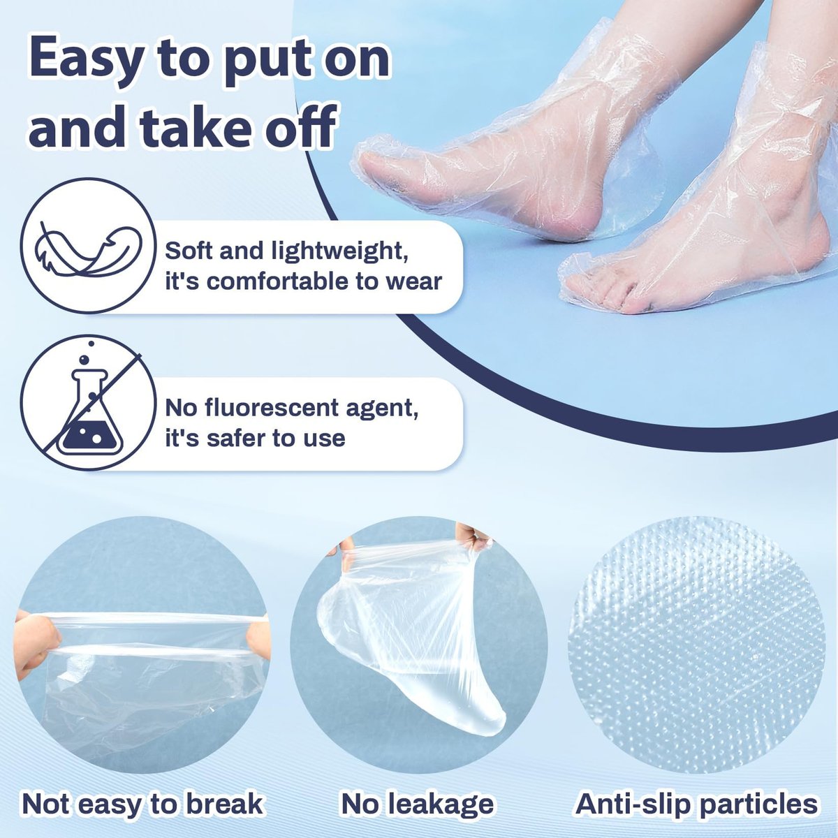 RAQEHO 200Pcs Disposable Plastic Foot Covers for Moisturizing & Cracked Heel Treatment - görsel 5