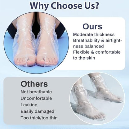 RAQEHO 200Pcs Disposable Plastic Foot Covers for Moisturizing & Cracked Heel Treatment
