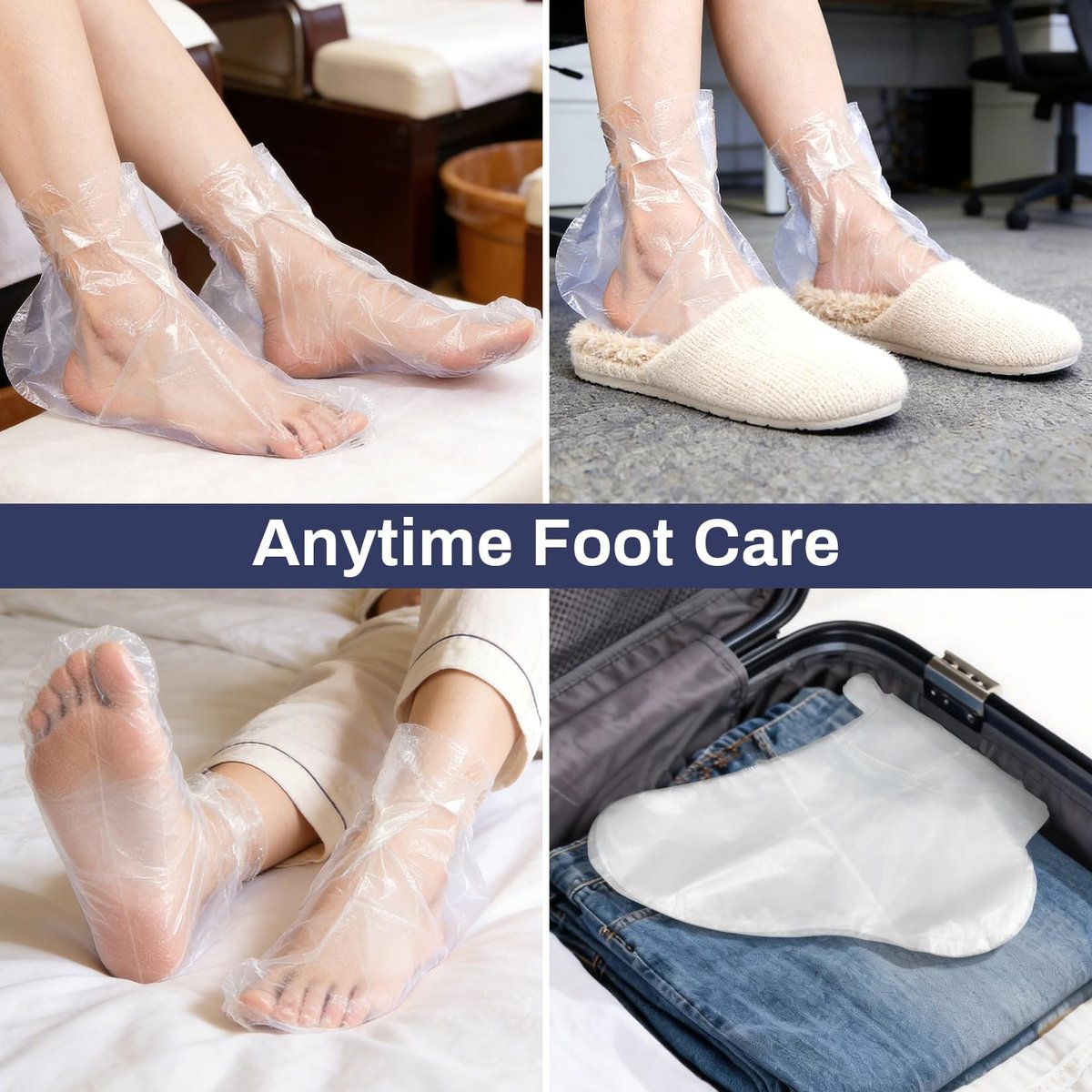 RAQEHO 200Pcs Disposable Plastic Foot Covers for Moisturizing & Cracked Heel Treatment - görsel 13