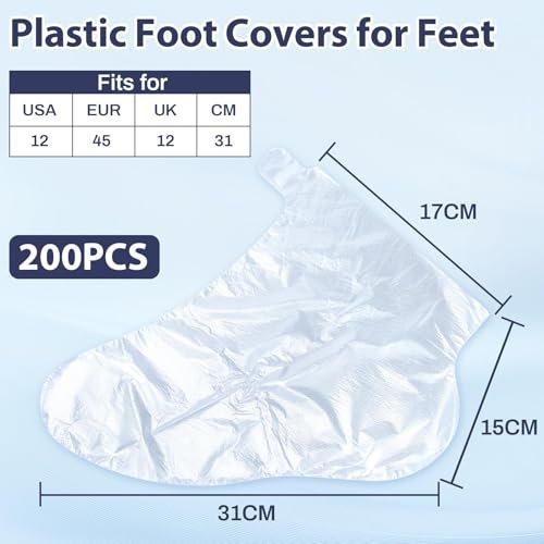 RAQEHO 200Pcs Disposable Plastic Foot Covers for Moisturizing & Cracked Heel Treatment - görsel 4