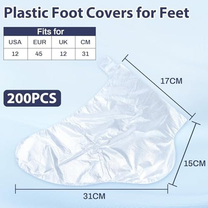 RAQEHO 200Pcs Disposable Plastic Foot Covers for Moisturizing & Cracked Heel Treatment