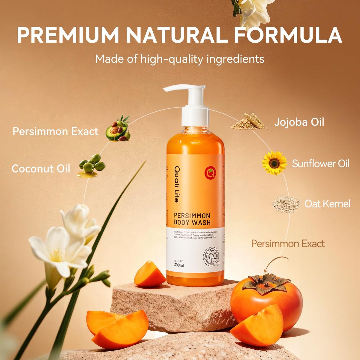 QualiLife Persimmon Body Wash for Old People Smell - Natural Deodorant Bar Soap for Strong Odor, Smelly Feet, and Body Odor - Deep Cleansing Body Deodorizing for Eliminating Odor - Kids Safe - görsel 7