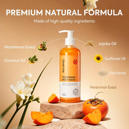 QualiLife Persimmon Body Wash for Old People Smell - Natural Deodorant Bar Soap for Strong Odor, Smelly Feet, and Body Odor - Deep Cleansing Body Deodorizing for Eliminating Odor - Kids Safe