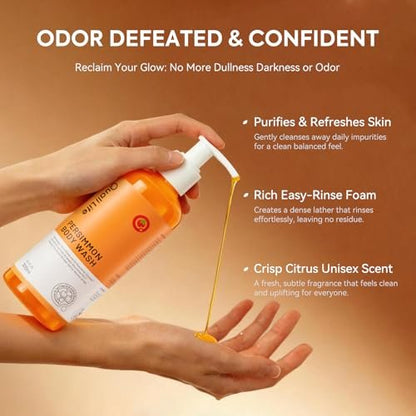 QualiLife Persimmon Body Wash for Old People Smell - Natural Deodorant Bar Soap for Strong Odor, Smelly Feet, and Body Odor - Deep Cleansing Body Deodorizing for Eliminating Odor - Kids Safe