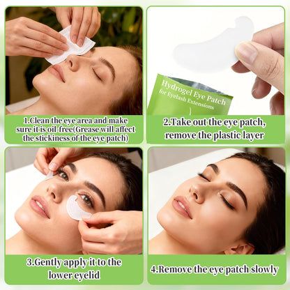 RAQEHO 50 Eye Pads Lash Extensions - Thickened Hydrogel Under Eye Patches for Lash Tech Must Haves - Bulk Eyepads for Eyelash Extensions - White, 50 Pack