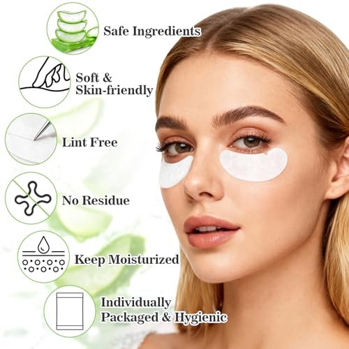 RAQEHO 50 Eye Pads Lash Extensions - Thickened Hydrogel Under Eye Patches for Lash Tech Must Haves - Bulk Eyepads for Eyelash Extensions - White, 50 Pack - görsel 6