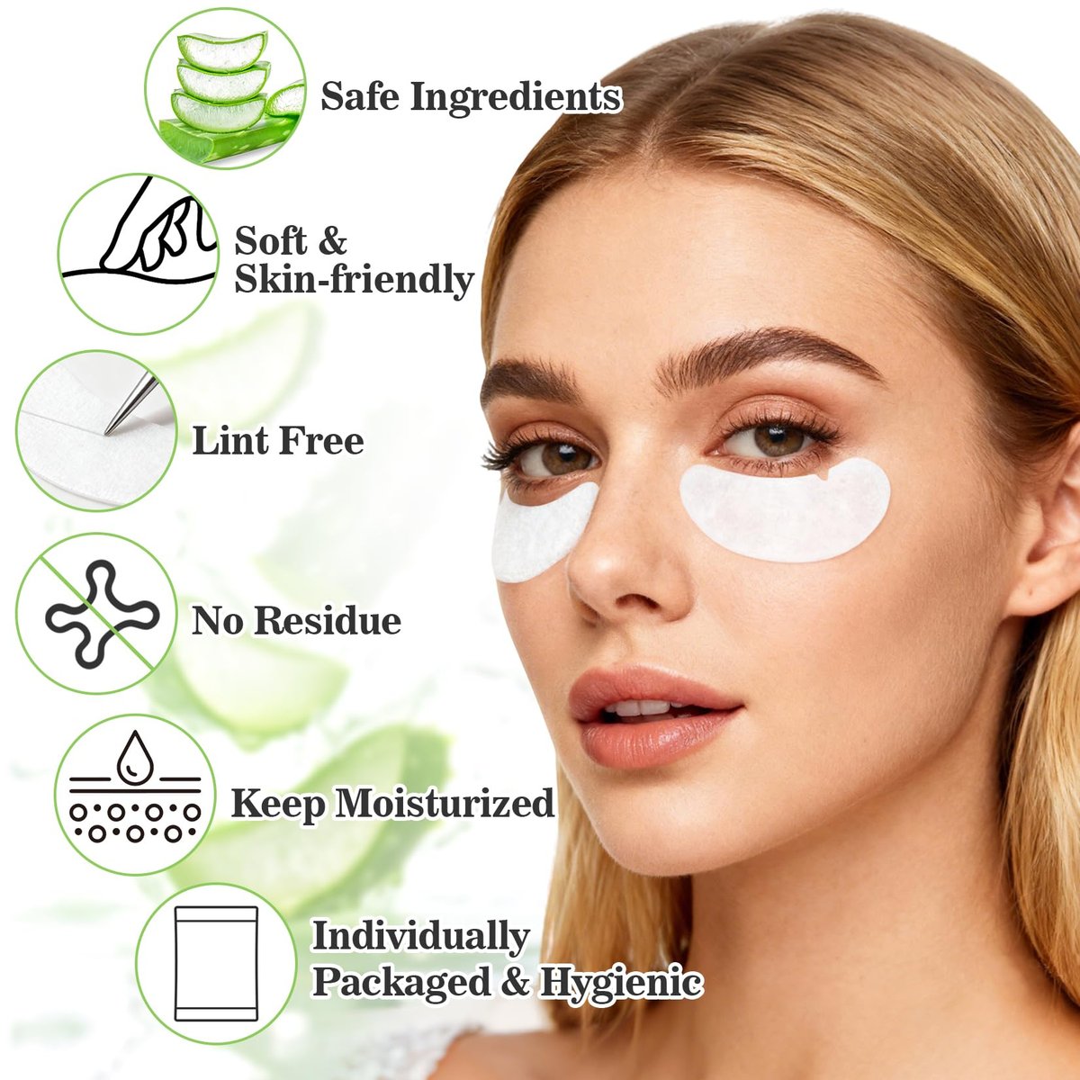 RAQEHO 50 Eye Pads Lash Extensions - Thickened Hydrogel Under Eye Patches for Lash Tech Must Haves - Bulk Eyepads for Eyelash Extensions - White, 50 Pack - görsel 5