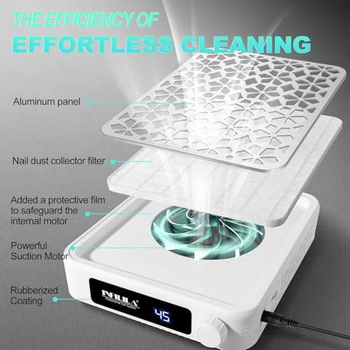 NXJ INFILILA Nail Dust Collector Upgrade Professional 4500RPM Nail Vacuum Fan Vent Dust Collector, Adjustable Speed Portable Dust Collector for Acrylic Nail Polishing Manicure Salon Home Avelisse