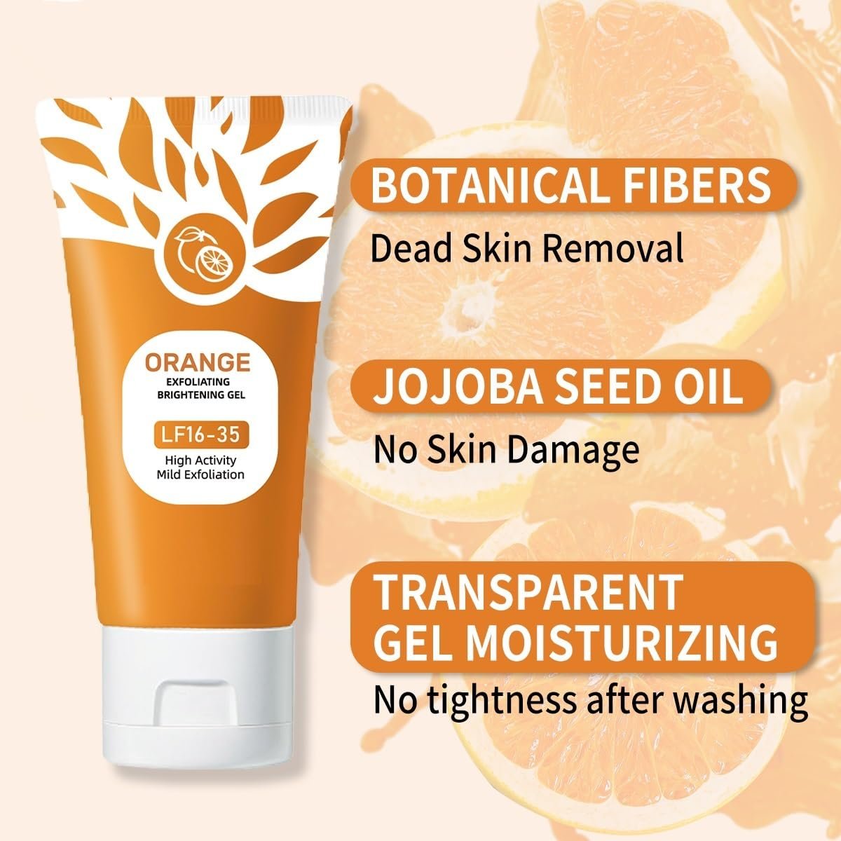 3-Pack Orange Exfoliating Gel for Face and Body – Deep Cleansing Scrub with Natural Enzymes, Remove Blackheads & Dead Skin Avelisse