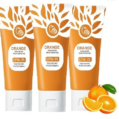 3-Pack Orange Exfoliating Gel for Face and Body – Deep Cleansing Scrub with Natural Enzymes, Remove Blackheads & Dead Skin Avelisse