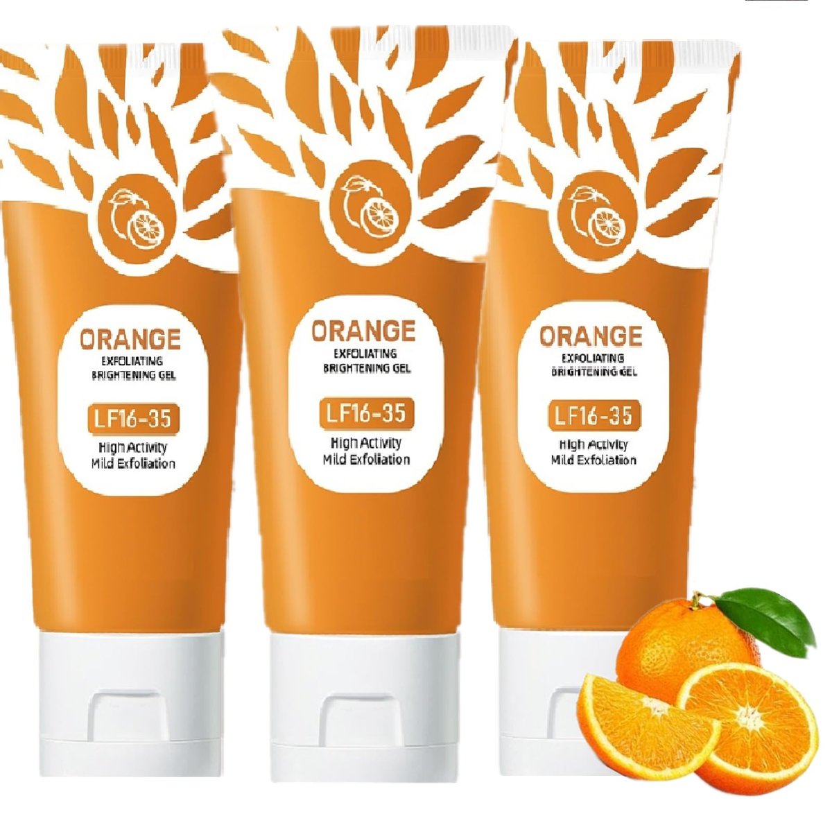 3-Pack Orange Exfoliating Gel for Face and Body – Deep Cleansing Scrub with Natural Enzymes, Remove Blackheads & Dead Skin Avelisse