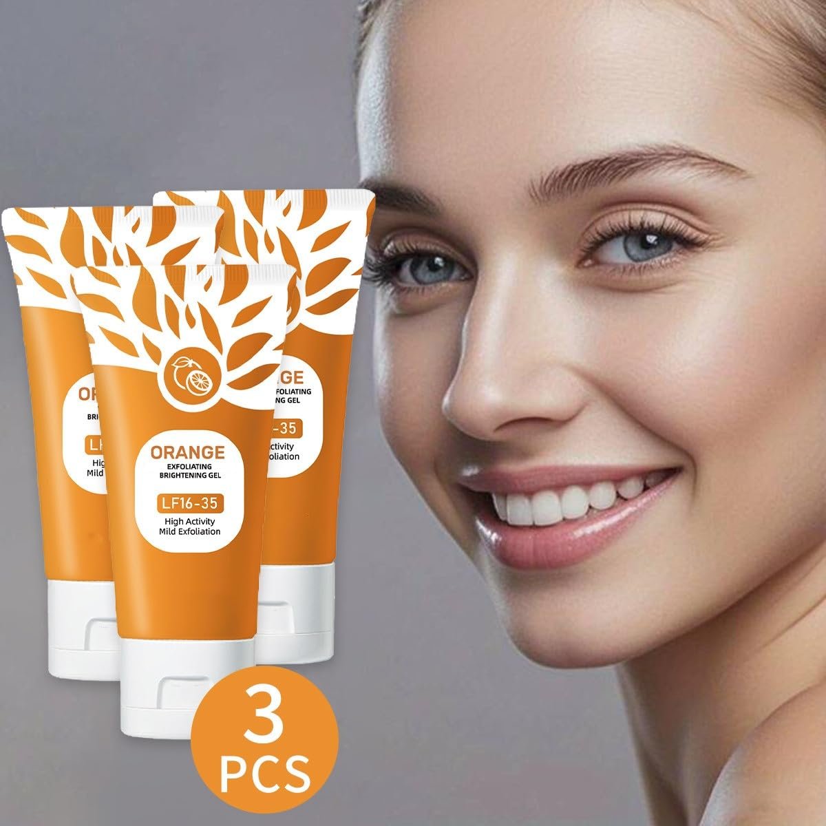 3-Pack Orange Exfoliating Gel for Face and Body – Deep Cleansing Scrub with Natural Enzymes, Remove Blackheads & Dead Skin Avelisse