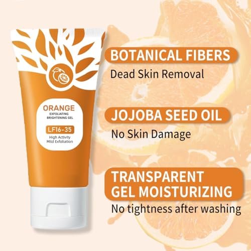 3-Pack Orange Exfoliating Gel for Face and Body – Deep Cleansing Scrub with Natural Enzymes, Remove Blackheads & Dead Skin Avelisse