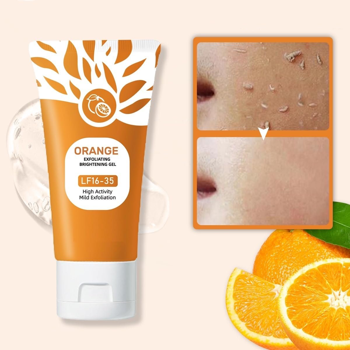3-Pack Orange Exfoliating Gel for Face and Body – Deep Cleansing Scrub with Natural Enzymes, Remove Blackheads & Dead Skin Avelisse