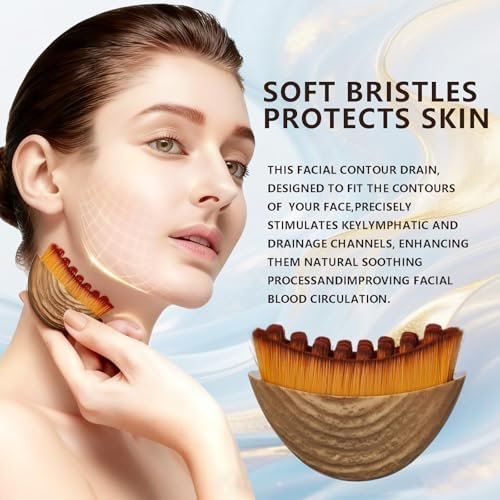 3 Pack Lymphatic Contour Face Brush with Protective Case - Orange Nylon Massager for Precise Skin Care - görsel 12